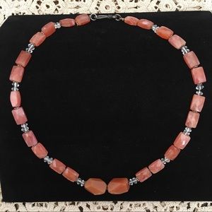 Vintage Carnelian and Crystal Beaded Necklace